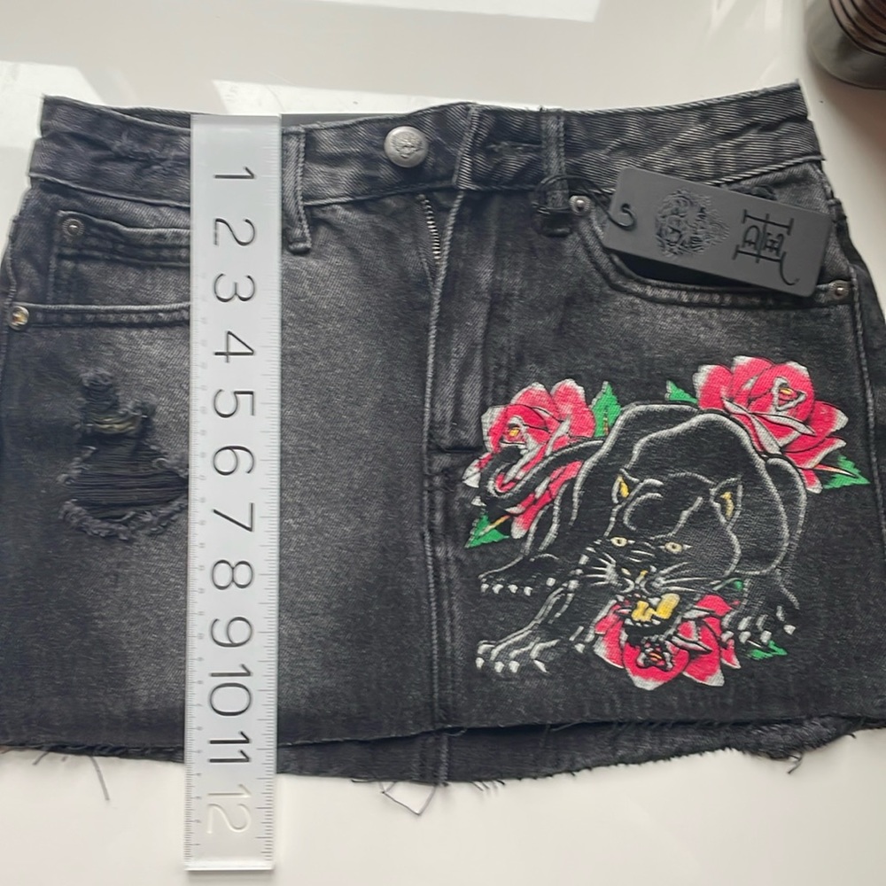 Ed Hardey Black Denim mini skirt NWT Xs